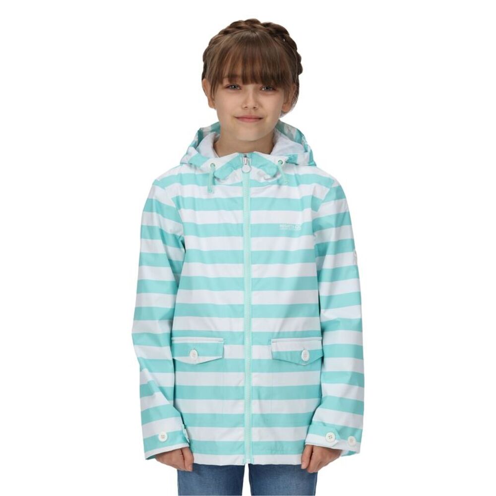 Regatta Childrens/Kids Belladonna Stripe Waterproof Jacket / Aruba Blue